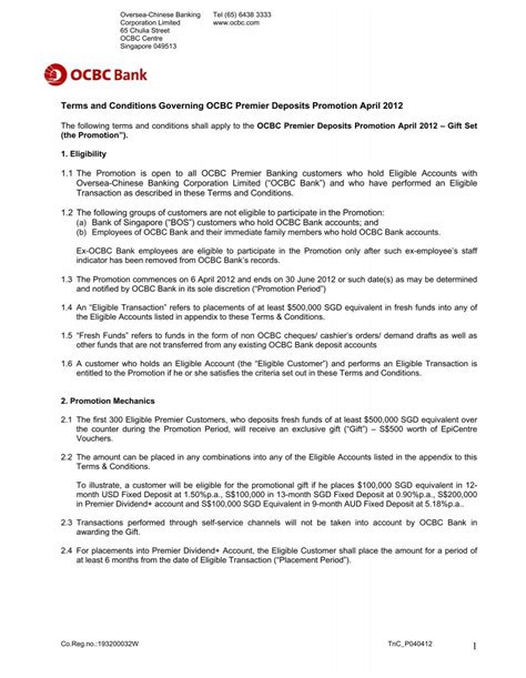 Terms and conditions governing the 'OCBC EasiCredit Annual .